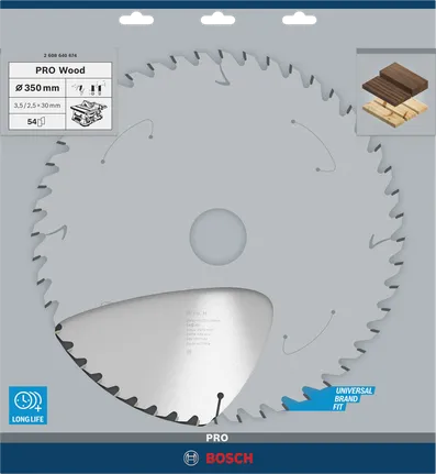 Bosch PRO Wood Cirkelzaagblad – 350 x 3,5 x 30 mm, T54