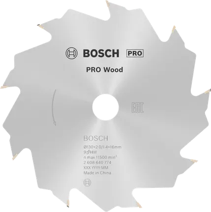 Bosch PRO Wood cirkelzaagblad, 130 x 2 x 16 mm, T9