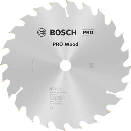 Bosch PRO Wood cirkelzaagblad, 184 x 2,6 x 16 mm, T24
