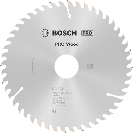 Bosch PRO Wood cirkelzaagblad, 165 x 2,6 x 30 mm