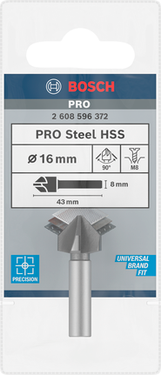 PRO Steel HSS verzinkboor, 16 x 43 mm, M8