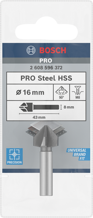 PRO Steel HSS verzinkboor, 16 x 43 mm, M8