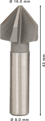 PRO Steel HSS verzinkboor, 16 x 43 mm, M8