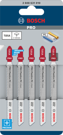 Bosch PRO Plastics PC Clean T101A – Decoupeerzaagblad, 100 mm 5 Delig