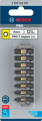 PRO Torx Slagschroefbit Set – 8-delig, 25 mm, T15–T40 – Premium Kwaliteit