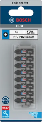Bosch PRO Phillips Slagschroefbit PH2, 25 mm (8-delig)