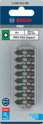 Bosch PRO Pozidriv Impact Bit Set PZ2 – 25 mm (8-delig)