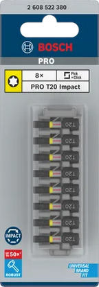 PRO Torx slagschroefbit, T20, 25 mm, 8-delig
