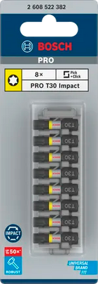 PRO Torx slagschroefbit, T30, 25 mm, 8-delig
