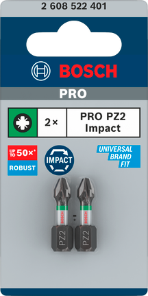 Bosch PRO Pozidriv Impact Bit Set PZ2 – 25 mm (2-delig)