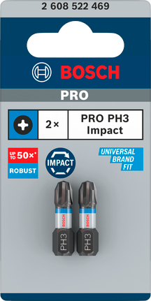 Bosch PRO Phillips Slagschroefbit PH3, 25 mm (2-delig)