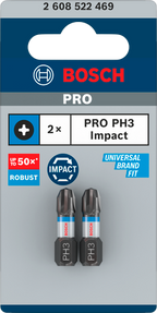 Bosch PRO Phillips Slagschroefbit PH3, 25 mm (2-delig)