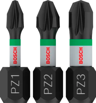 Bosch PRO PZ Impact Bit Set – 25 mm (PZ1, PZ2, PZ3, 3-delig)