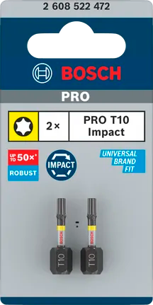 PRO Torx slagschroefbit, T10, 25 mm, 2-delig