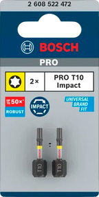 PRO Torx slagschroefbit, T10, 25 mm, 2-delig