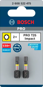 PRO Torx slagschroefbit, T25, 25 mm, 2-delig