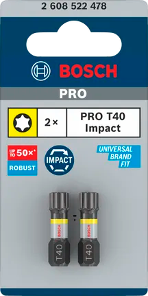 PRO Torx slagschroefbit, T40, 25 mm, 2-delig