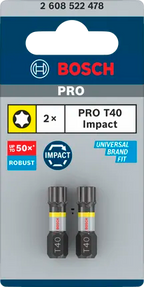 PRO Torx slagschroefbit, T40, 25 mm, 2-delig