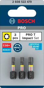 PRO T Impact schroefbit, T20 x 25, T25 x 25, T30 x 25 mm, 3-delig