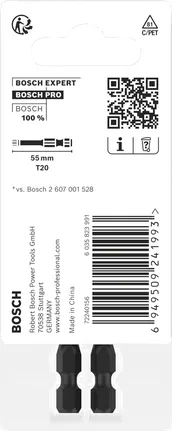 PRO Torx Slagschroefbit, T20, 55 mm, 2-Delig