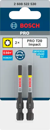 PRO Torx Slagschroefbit, T20, 55 mm, 2-Delig