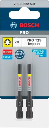 PRO Torx Slagschroefbit, T25, 55 mm, 2-Delig