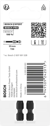 PRO Torx Slagschroefbit, T30, 55 mm, 2-Delig