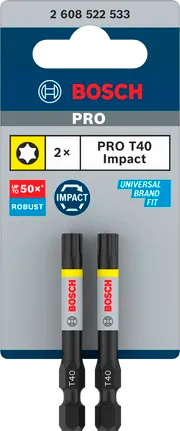 PRO Torx Slagschroefbit, T40, 55 mm, 2-Delig