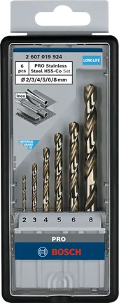 PRO Stainless Steel HSS Co Spiraalboorset 6 Delig