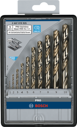 PRO Stainless Steel HSS Co Spiraalboorset 10 Delig