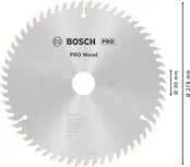 Bosch PRO Wood cirkelzaagblad, 216 x 2 x 30 mm, T60