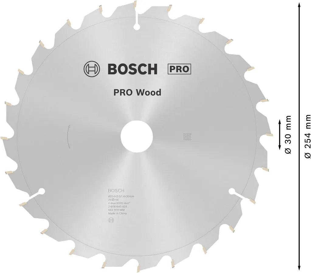 Bosch PRO Wood cirkelzaagblad, 254 x 2 x 30 mm, T24