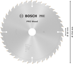 Bosch PRO Wood cirkelzaagblad, 254 x 2 x 30 mm, T40