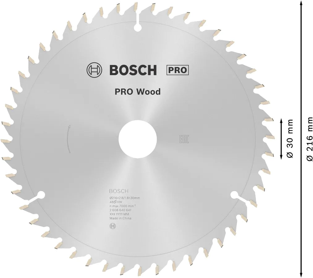 Bosch PRO Wood cirkelzaagblad 216 mm T48