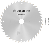 Bosch PRO Wood cirkelzaagblad, 250 x 3,2 x 30 mm, T40