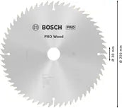 Bosch PRO Wood cirkelzaagblad, 250 x 3,2 x 30 mm, T60