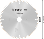 Bosch PRO Wood cirkelzaagblad, 250 x 3,2 x 30 mm, T80