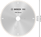 Bosch PRO Wood cirkelzaagblad, 250 x 3,2 x 30 mm, T80