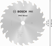Bosch PRO Wood cirkelzaagblad, 184 x 2,6 x 16 mm, T24