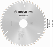 Bosch PRO Wood cirkelzaagblad, 165 x 2,6 x 30 mm