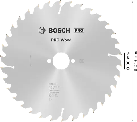 Bosch PRO Wood Cirkelzaagblad 216 x 2,6 x 30 mm, T34