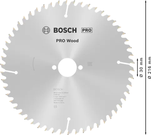 Bosch PRO Wood Cirkelzaagblad 216 x 2,6 x 30 mm, T54