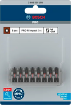 Bosch PRO R Impact Bits – R1, R2, R3, 55 mm (8 stuks)