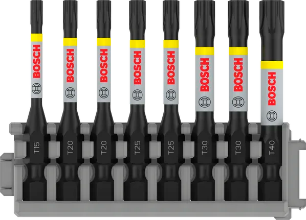 PRO Torx slagschroefbit, T15–T40, 55 mm, 8-delig