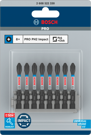 Bosch PRO Phillips Slagschroefbit PH2, 55 mm (8-delig)