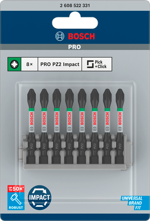Bosch PRO Pozidriv Impact Bit Set PZ2 – 55 mm (8-delig)