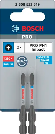 Bosch PRO Phillips Slagschroefbit PH1, 55 mm (2-delig)