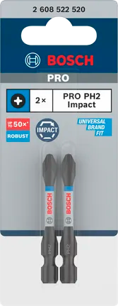 Bosch PRO Phillips Slagschroefbit PH2, 55 mm (2-delig)