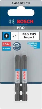 Bosch PRO Phillips Slagschroefbit PH3, 55 mm (2-delig)