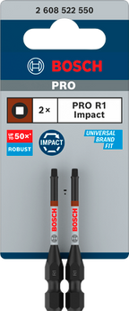 Bosch PRO Robertson Slagschroefbits – R1, 55 mm (2 stuks)